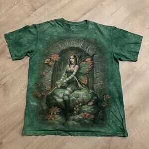 The Mountain Y2K Green Tie Dye Fantasy Fairy Archway Nature T-Shirt Men’s Medium